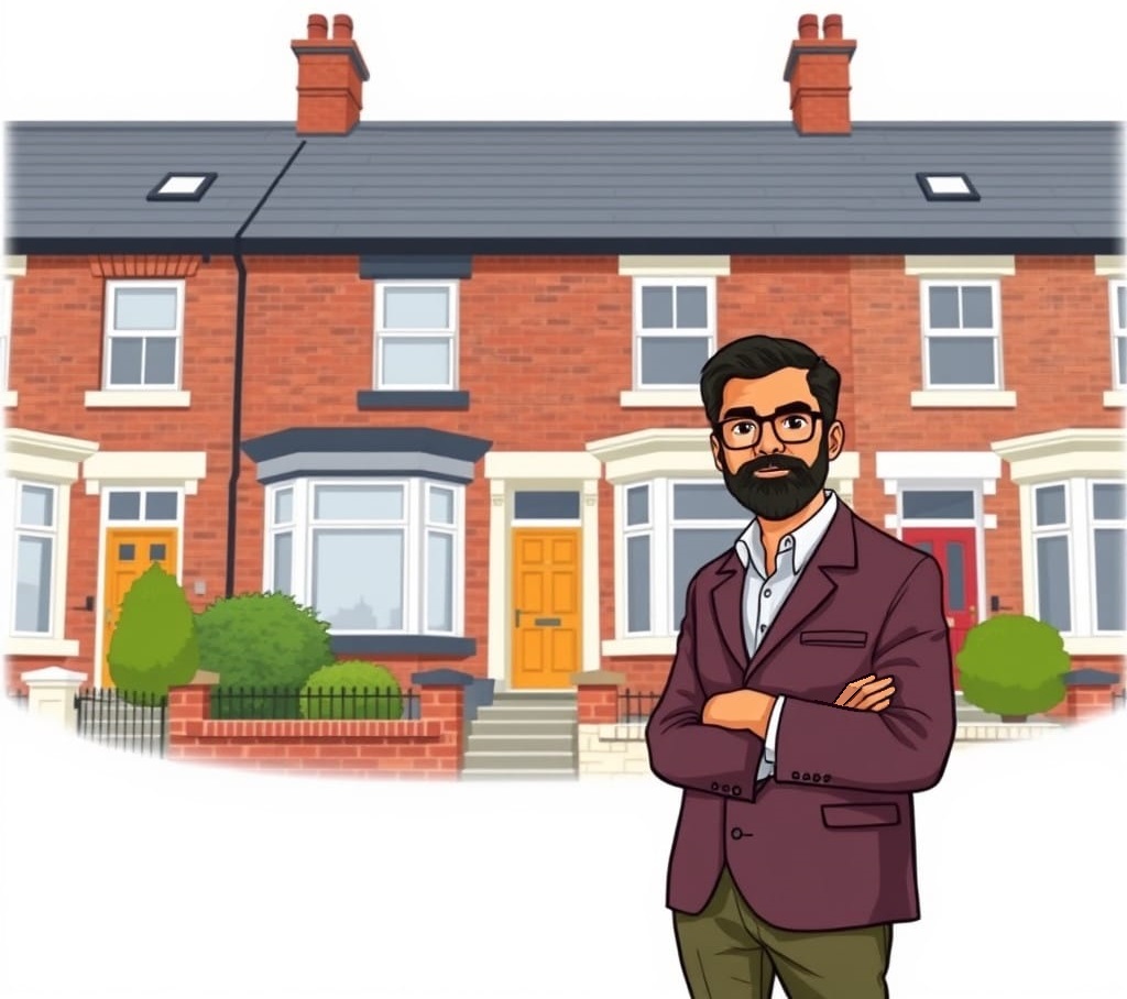 landlord in front of row of houses